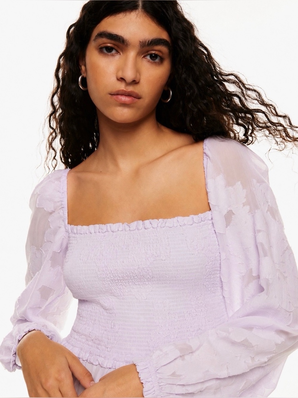 Aritzia WILFRED Tempest Dress Size M Ice Lavender Floral - Picture 3 of 11